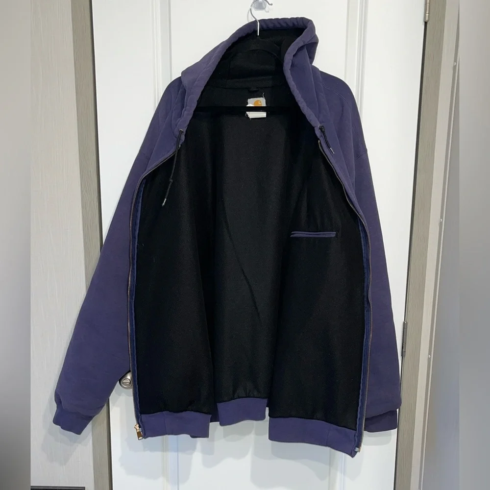 Carhartt Heavy Hoodie Mens 3XL Tall Blue J149 Mesh Lined Full Zip Workwear
